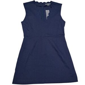 French Connection Lula Scalloped Edge V Neck  Mini Dress Duchess Blue  Sz 12 NWT